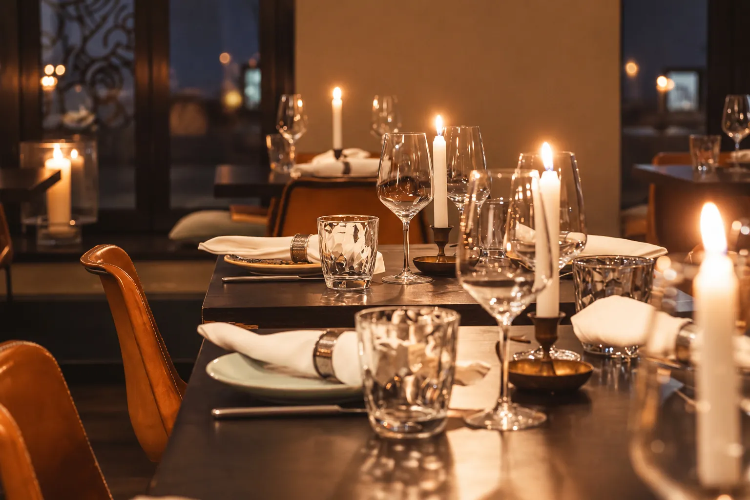 Festlich gedeckter Tisch mit Kerzen