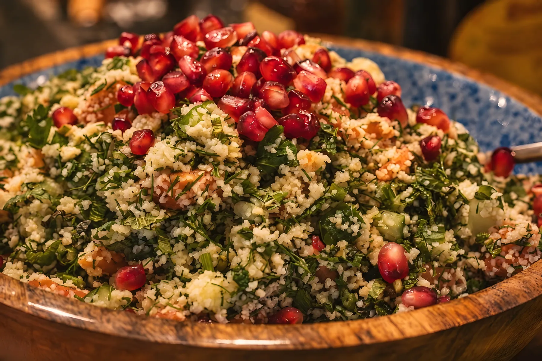 Tabouleh mit Bulgur, Kräutern und Granatapfel